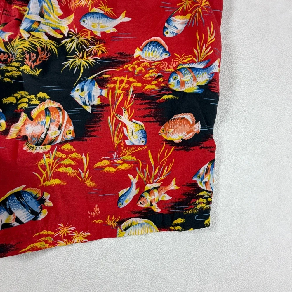 Vintage Polo Sport Ralph Lauren Red Tropical Fish Swim Trunks Mens Large L 90s